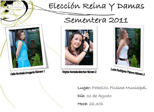 Cartel Elección Reina y Damas Sementera 2011 Cartel Elección Reina y Damas Sementera 2011
