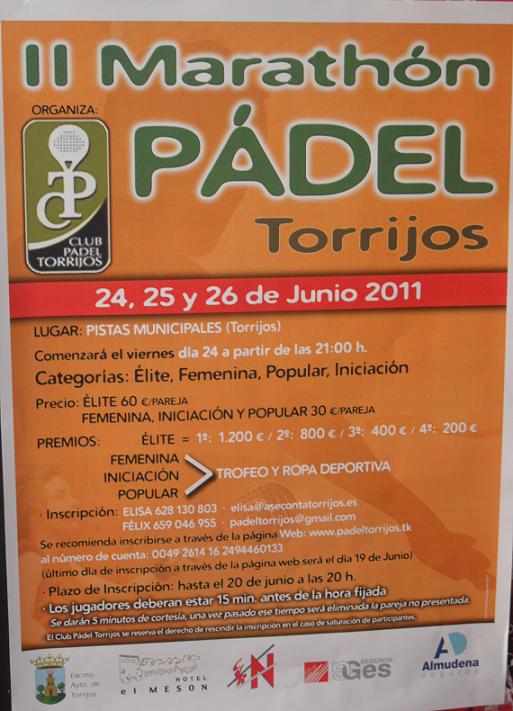 Cartel II Maraton Padel - Torrijos 2011 Cartel II Maraton Padel - Torrijos 2011