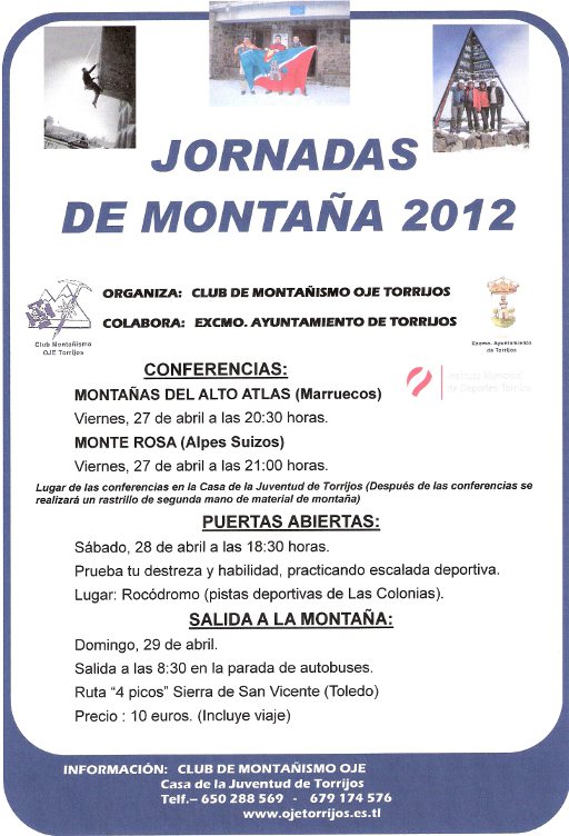OJE Torrijos. Jornadas de Montaña 2012 OJE Torrijos. Jornadas de Montaña 2012