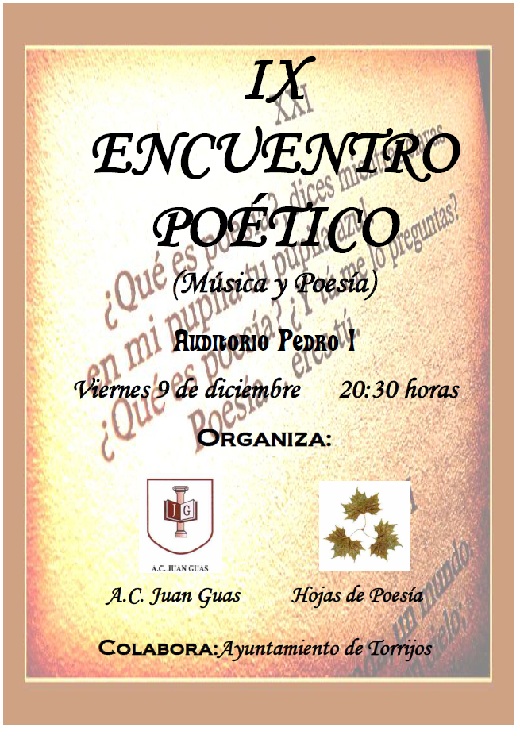 Cartel IX ENCUENTRO POÉTICO Torrijos 2011 Cartel IX ENCUENTRO POÉTICO Torrijos 2011