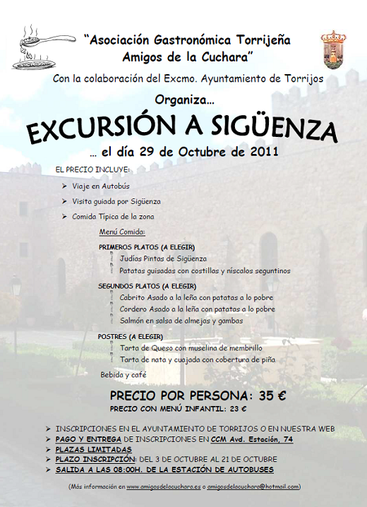 Cartel Excursión Sigüenza AG Amigos de la Cuchara Cartel Excursión Sigüenza AG Amigos de la Cuchara